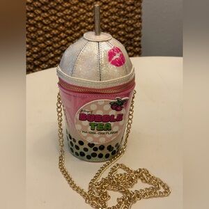 Betsey Johnson Pink Bubble Tea Ma-Cha-Cha-Flavor Crossbody Bag NWOT